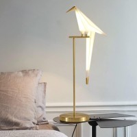 More Change Morechange 28 Inch Led Table Lamp Modern Bird Table Light Gold Metal Fixtures For Living Room Bedroom Office Table