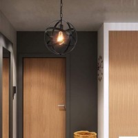 Industrial Pendant Light, Vintage Spherical Pendant Light Fixture With 39.3 Inches Adjustable Metal Chain 1 Pack