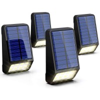 Lohas Led Solar Lights Outdoor, Solar Fence Post Lights Ip65 Waterproof, 8Leds Solar Light Outdoor For Security, Daylight 6000K Auto On/Off Yard Garden Wall Mount Night Light, Updated Version, 4Pack