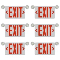 Ciata 6 Pack Ultra Bright Led Decorative Red Exit Sign & Emergency Light Combo With Battery Backup, Fire Exit Sign With Lights, Lighted Exit Signs With Battery Backup, 6-Inch Red Letters