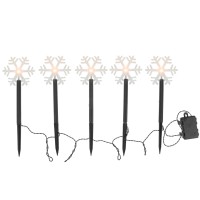 Uonlytech 5 Pack Christmas Snowflake Garden Lights Snowflake Stake Lights Battery Operated Snowflake Lights Outdoor Waterproof Christmas Decorative Ground Lights For Patio Walkway Yard Lawn