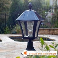 The Gama Sonic royal bulb solar wall light gs98bwwb features a design inspired by new Orleans streetlamp architecture This outdoor solar powered wall lamp is constructed with rustresistant castaluminum with a powder coated weathered bronze finish beveled 