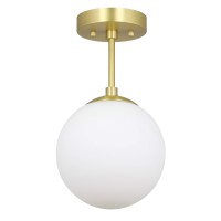 Xinbei Lighting Semi Flush Light 1 Light Semi Flush Mount Ceiling Light, Globe Ceiling Light Satin Brass Finish For Living & Dinning Room Xb-Sf1211-Sb