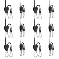 6 Pairs 1/8 Inch Adjustable Heavy Duty Rope Hanger - Reinforced Metal Internal Gears Ratchets Foe Growing Light Fixtures, Loose-Proof Design, 8-Ft Long & 150Lbs Weight Capacity