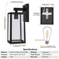 Shine Hai Dusk To Dawn Sensor Outdoor Wall Sconce, Exterior Wall Lantern Fixture With E26 Base, Wall Mount Waterproof Wall Lamp For Porch, Doorway