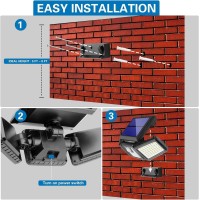 Ameritop Solar Lights Outdoor, 2 Pack 128 High Brightness Led Cordless Solar Motion Sensor Lights; 3 Adjustable Heads, 270Wide Angle Illumination, Ip65 Waterproof, Security Flood Light(Daylight)