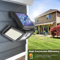 Ameritop Solar Lights Outdoor, 2 Pack 128 High Brightness Led Cordless Solar Motion Sensor Lights; 3 Adjustable Heads, 270Wide Angle Illumination, Ip65 Waterproof, Security Flood Light(Daylight)