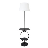 Elegant Designs Lf1023Blk Bedside Nightstand End Table Dual Shelf Decorative Floor Lamp Black