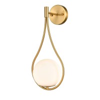 Holkirt Midcentury Globe Wall Sconce Lamp Modern Vanity Wall Light Fixture Brass Finish