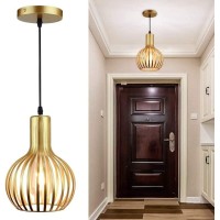 Dllt Gold Pendant Ceiling Lights Fixtures, Classic Pendant Lamp, E26 Industrial Metal Hanging Pendant Led Lighting For Kitchen, Bedroom, Dining Room, Hallway, Loft, Restaurant, Bar, Entryway