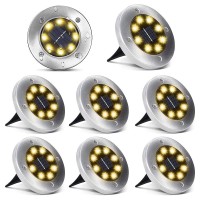 Aogist Solar Ground Lights 8 Led Garden Lights Patio Disk Lights Inground Outdoor Landscape Lighting For Lawn Patio Pathway Ya