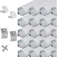 Starlandled 20-Pack Led Aluminum Channel V Shape With Milky Pc Cover For Strip Lights Installation,Easy To Cut,Professional Look Led Strip Diffuser Cover Track With Complete Mounting Accessories