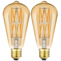 Leools Dimmable Vintage Led Edison Bulbs 12W ,Equivalent 100 Watt, 2500K Warm White(Amber Gold Glass), E26 Base, Decorative Antique Shape, Squarrel Cage Filament Vintage Light Bulb, 2-Pack