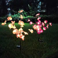 Epicgadget (2 Pack) Solar Orchid Flower Light, Outdoor Solar Flower Garden Stake Decorative Lights For Walkway Pathway Backyard Garden Christmas Decoration Parties (Warm White)