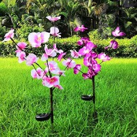 Epicgadget (2 Pack) Solar Orchid Flower Light, Outdoor Solar Flower Garden Stake Decorative Lights For Walkway Pathway Backyard Garden Christmas Decoration Parties (Warm White)