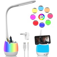 Eray Kids Desk Lamp Led Study 2000Mah Rechargeable Desk Light With Pen Holder 8 Colors Night Light 3 Brightness Levelstouch Control, Dimmable Table Lamp For Boys & Girls Eye-Caring Reading