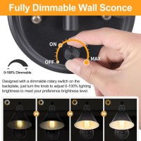 Trlife Wall Sconce Plug In, Dimmable Wall Sconce Wall Lights With Plug In Cord And Dimmer On/Off Knob Switch, Swing Arm Wall Light For Bedside Bedroom Stairway Living Rroom(1 Pack, 1 Bulb Included)