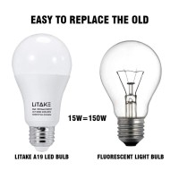 Litake A19 Led Bulbs 150 Watt Equivalent,5000K Daylight Led Light Bulbs,E26 Medium Base, 15W Led Bulbs1600 Lumens For Home Lights, No Flicker, Non-Dimmable, 12 Packs