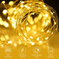 Solar String Lights Outdoor, 33Ft 100Leds Solar Fairy Lights With 8 Lighting Modes Waterproof Decorative Copper Wire Lights For Christmas Patio Party Garden Gate Yard Wedding (Warm White, 2Pack)