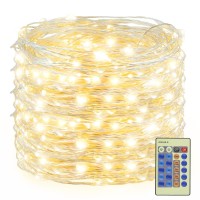 Decute 300Led Christmas Tree String Lights 99Ft Silver Wire Warm White Dimmable With Remote Control, Ul Cerficated Plug In Fairy Lights Decorative For Party Wedding Indoor Outdoor