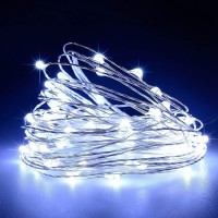 Wsgift 4 Pack 33Ft 100 Cool White Led Fairy Lights Battery Operated With Remote Control Timer Waterproof Silver Copper Wire Twin