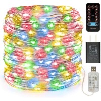 Buways 66Ft 200Leds Fairy Lights-Usb Plug-In Twinkle String Lights 8 Modes With Rf Remote Control Christmas Party Garden Home Decoration(1,Silver Wire-Multicolor-66Ft)