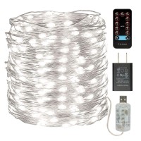 Buways 66Ft 200Leds Fairy Lights-Usb Plug-In Twinkle String Lights 8 Modes With Rf Remote Control Christmas Party Garden Home Decoration(1,Silver Wire-Cool White-66Ft)