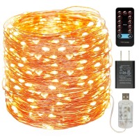 Buways 66Ft 200Leds Fairy Lights-Usb Plug-In Twinkle String Lights 8 Modes With Rf Remote Control Christmas Party Garden Home Decoration(1,Copper Wire-Warm White-66Ft)