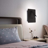 Joossnwell Wall Sconces With Spotlight As Bedside Reading Light, 10W Led Wall Mount Light Fixtures With Switch Adjustable Black Sconce Lighting For Bedroom Corridor Hallway