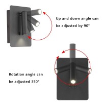 Joossnwell Wall Sconces With Spotlight As Bedside Reading Light, 10W Led Wall Mount Light Fixtures With Switch Adjustable Black Sconce Lighting For Bedroom Corridor Hallway