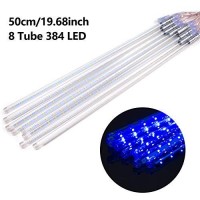 Meteor Lights, Luxmo Falling Rain Fairy Lights Christmas Lights 50Cm 8 Tubes 348 Leds Icicle Snow Raindrop Cascading Decoration Lights For Wedding, Party, Holiday, Garden, Christmas Trees(Blue)