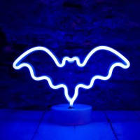 Vicila Led Neon Bat Lights Bat Shape Neon Signs Night Lights Battery Operated Desk Table Lamp For Bedroom Bar Wall Halloween