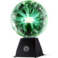 Kicko 7 Green Plasma Ball Touch Sensitive, Nebula Thunder Lightning Plug-In Plasma Globe, Crystal Ball For Parties, Science Decorations, Props, Light Up Ball For Kids, Bedroom Decor, Home