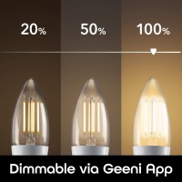 Geeni Lux Candle Candelabra Bulb B11 E12 Base 5Ghz Wifi Smart Light Bulbs, Dimmable Tunable E12 Light Bulb 40W Equivalent, Candle Bulb Chandelier Light, Works With Alexa And Hey Google, 2 Pack