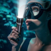 Hecloud 2 Pack Scuba Diving Flashlight With Rechargeable Power Dive Light Torch 5500 Lumens Underwater 328Ft Ipx8 Waterproof 4 Modes Safety Light With Usb Charger For Submarine Deep Sea Snorkeling