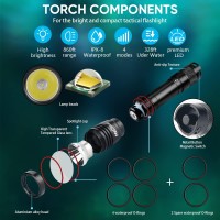 Hecloud 2 Pack Scuba Diving Flashlight With Rechargeable Power Dive Light Torch 5500 Lumens Underwater 328Ft Ipx8 Waterproof 4 Modes Safety Light With Usb Charger For Submarine Deep Sea Snorkeling