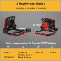 Dayatech Rechargeable Cordless Led Work Light 3500 Lm 25 W Compatible With Dewalt Milwaukee Makita Bosch Blackdecker Por