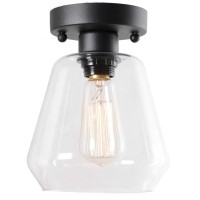 Viluxy Semi Flush Mount Ceiling Light, Industrial Clear Glass Shade Light Fixtures Ceiling For Hallway, Schoolhouse, Entryway, Kitchen, Dining Room, Laundry Room