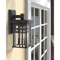 Zeyu 2 Pack Outdoor Wall Sconce, Exterior Wall Mount Light In Black Finish With Clear Glass Shade, 20068B1-2Pk