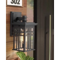 Zeyu 2 Pack Outdoor Wall Sconce, Exterior Wall Mount Light In Black Finish With Clear Glass Shade, 20068B1-2Pk