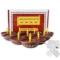 Diwali String Lights - Waterproof Lasting Electric Tea Candles - Set Of 10 Warm Light Led Battery Operated Lights - Ideal For Votive, Party, Dining Room, Christmas Holiday Decorative (Without 3Aa)