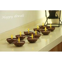 Diwali String Lights - Waterproof Lasting Electric Tea Candles - Set Of 10 Warm Light Led Battery Operated Lights - Ideal For Votive, Party, Dining Room, Christmas Holiday Decorative (Without 3Aa)