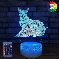 Hpbn8 Ltd Creative 3D Fox Night Light Usb Powered Remote Control Touch Switch Led Decor Table Desk Optical Illusion 3D Lamp 7/16 Colors Changing Lights Children Kids Toy Xmas Brithday Gift