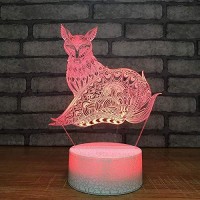 Hpbn8 Ltd Creative 3D Fox Night Light Usb Powered Remote Control Touch Switch Led Decor Table Desk Optical Illusion 3D Lamp 7/16 Colors Changing Lights Children Kids Toy Xmas Brithday Gift