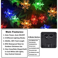 Hugsvik 30Ft 50 Led Solar Christmas Snowflake Lights, Multicolor Solar Powered Christmas Lights Outdoor Waterproof Led Christmas String Lights For Christmas Tree Garden Backyard House Patio Porch