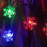 Hugsvik 30Ft 50 Led Solar Christmas Snowflake Lights, Multicolor Solar Powered Christmas Lights Outdoor Waterproof Led Christmas String Lights For Christmas Tree Garden Backyard House Patio Porch