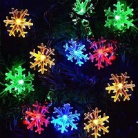 Hugsvik 30Ft 50 Led Solar Christmas Snowflake Lights, Multicolor Solar Powered Christmas Lights Outdoor Waterproof Led Christmas String Lights For Christmas Tree Garden Backyard House Patio Porch