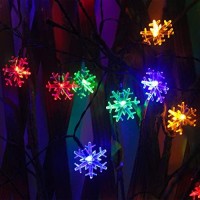 Hugsvik 30Ft 50 Led Solar Christmas Snowflake Lights, Multicolor Solar Powered Christmas Lights Outdoor Waterproof Led Christmas String Lights For Christmas Tree Garden Backyard House Patio Porch