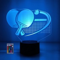 Hpbn8 Ltd Creative 3D Ping Pong Paddle Night Light Usb Powered Remote Control Led Decor Lamp Optical Illusion 3D Lamp 7/16 Colors Changing Children Kids Christmas Xmas Brithday Gift