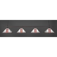 Square 4 Light Bar With Square Fitters Shown In Dark Granite Finish With 14 Purple & Metal Leaf Art